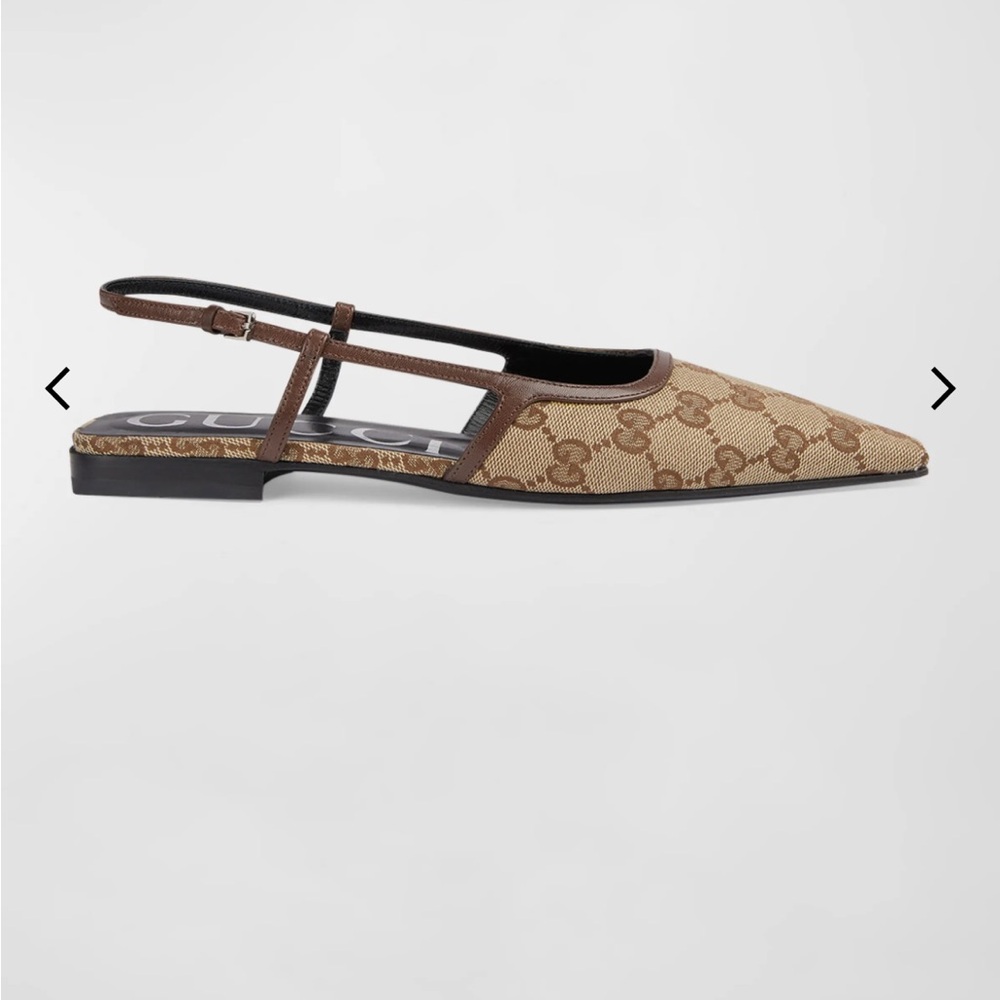 Gucci Demi Monogram Canvas Slingback Ballerina Flats